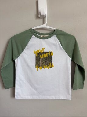 The Sunday Collective Green Bay Organic Raglan Tee 4Y NWT Boutique